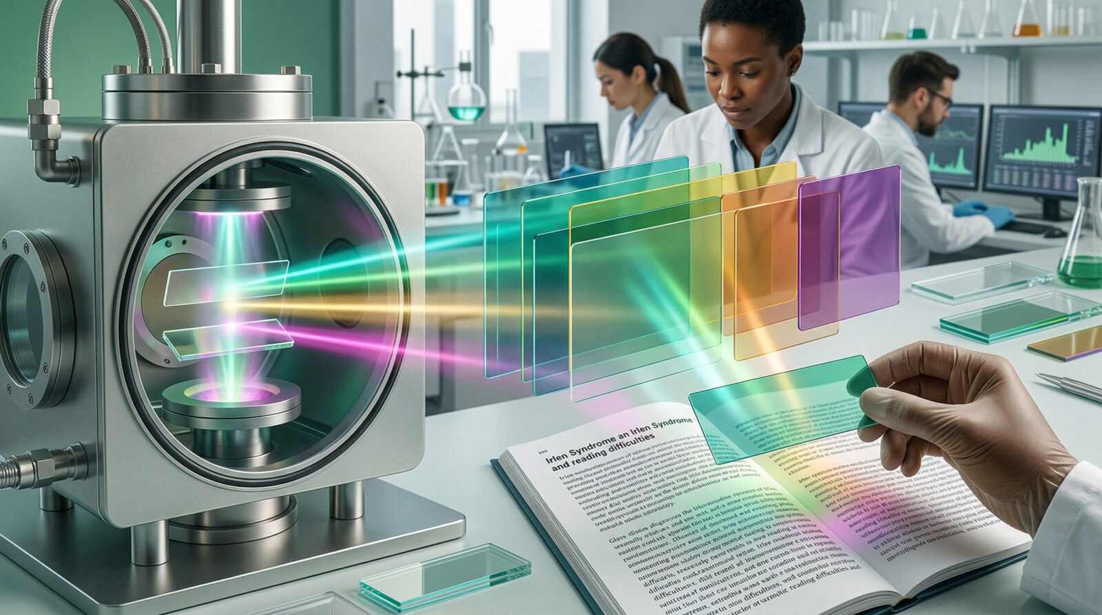 Imagem do projeto Metodologia para recobrimento de filtros espectrais aplicados na síndrome de irlen, utilizando pulverização catódica